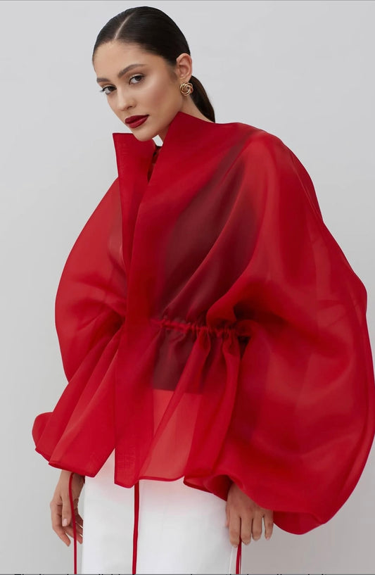 RENE RED ORGANZA BLOUSE
