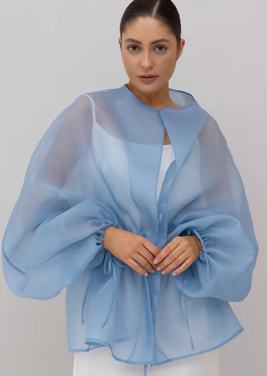 RENE BLUE  ORGANZA BLOUSE
