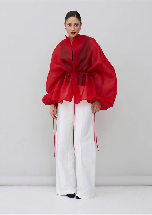 RENE RED ORGANZA BLOUSE