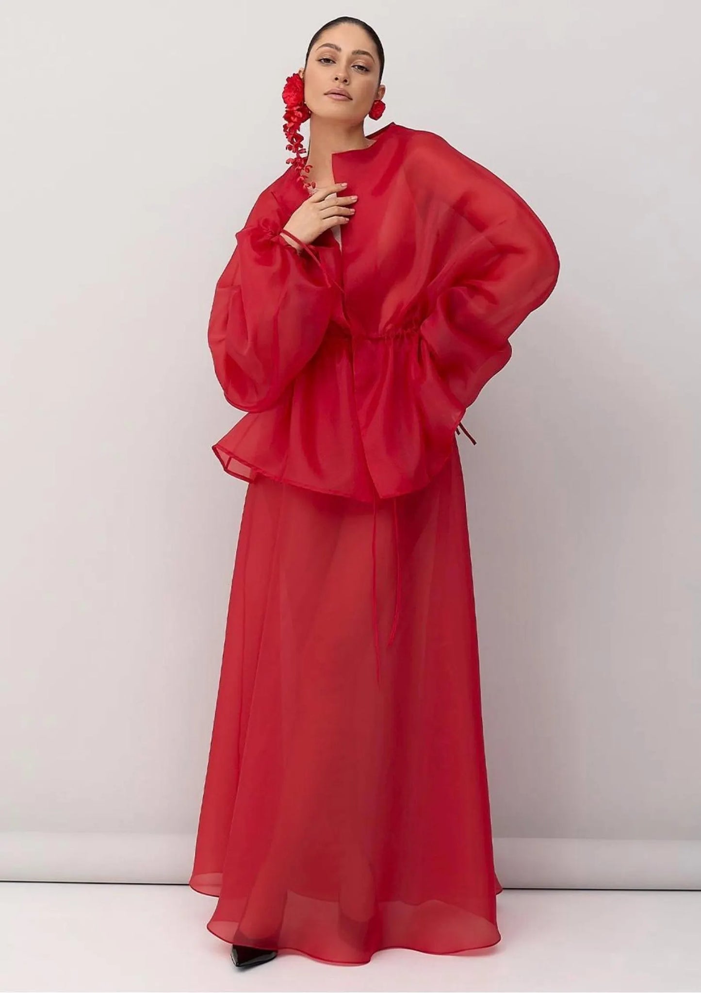 RENE RED ORGANZA BLOUSE