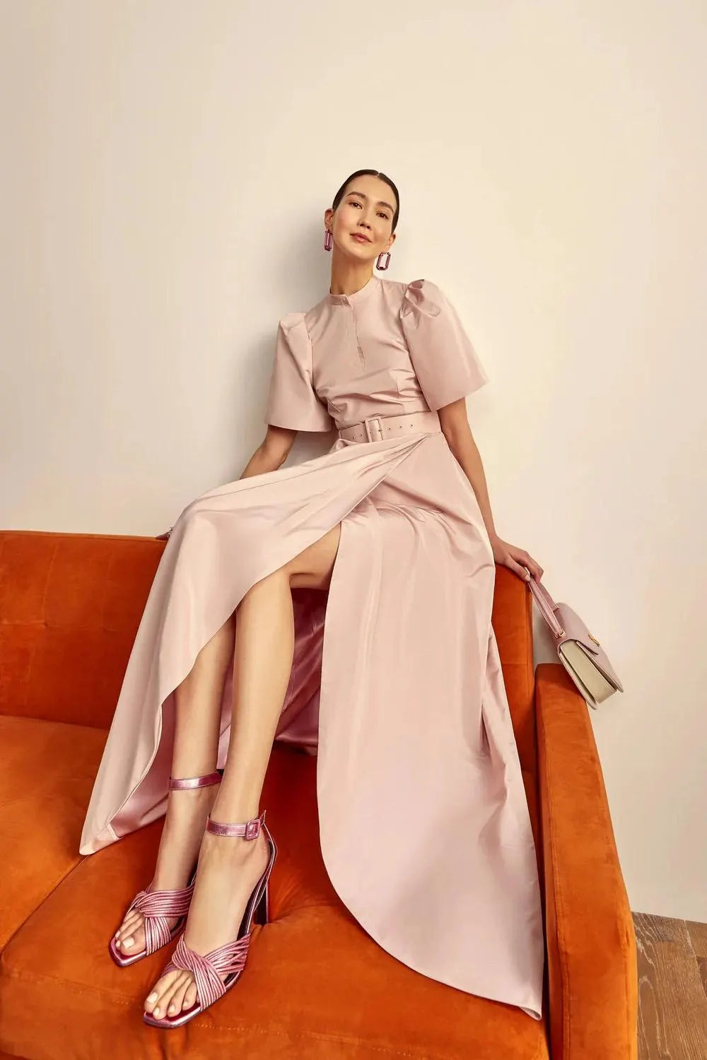 ELARA PINK TAFFETA DRESS